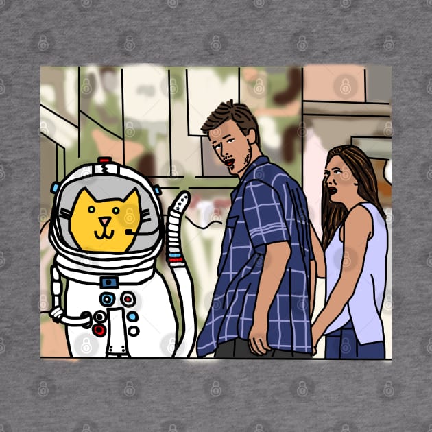 Distracted Boyfriend Meme Space Cat Sci Fi by ellenhenryart